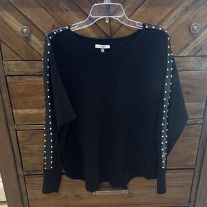 Sioni Black Sweater with Studded Sleeve